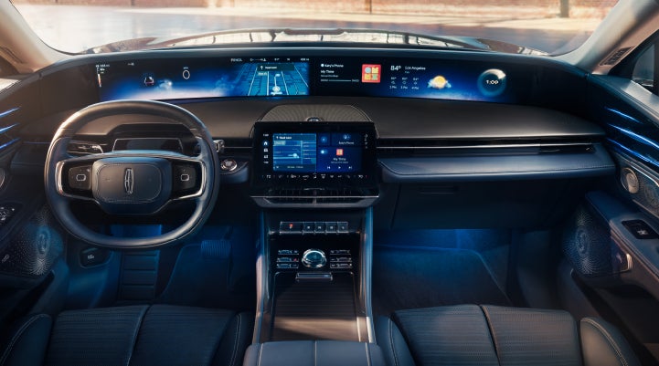 A large panoramic display is shown on the dashboard of a 2025 Lincoln Nautilus® SUV | Capital Lincoln of Wilmington in Wilmington NC