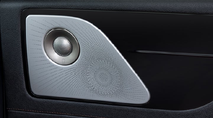 A close-up view of the available Revel® Ultima 3D Audio System. | Capital Lincoln of Wilmington in Wilmington NC